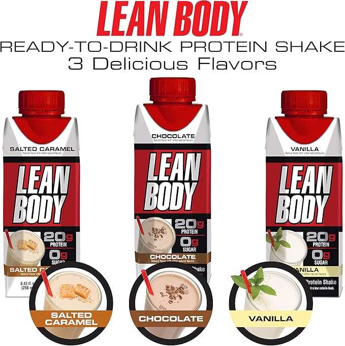 LABRADA Nutrition - Lean Body RTD Whey Protein Shake, Convenient On-The-Go Meal Replacement Shake for Men & Women, 20 Grams of Protein – Zero Sugar, Lactose & Gluten Free, Vanilla (Pack of 16)