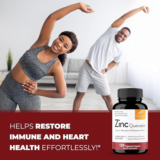 Sandhu’s Zinc Quercetin 120 Vegetarian Capsules – Zinc Supplements for Antioxidant Immune Support Zinc for Men and Women – Gluten, Soy, Dairy Free