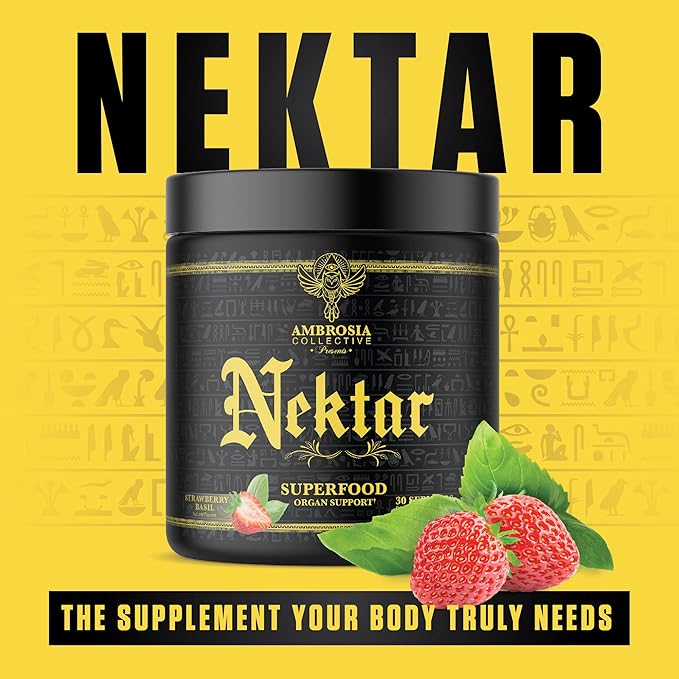 Ambrosia Nektar - Superfood Powder | Complete Health Supplement | 30 Servings (Strawberry Basil)