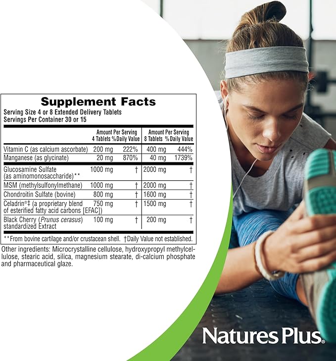 Natures Plus Advanced Therapeutics Triple Strength Ultra Rx-Joint, Extended Delivery - 120 Tablets - Glucosamine/Chondroitin/MSM - High Potency Joint Support - Gluten-Free - 30 Servings