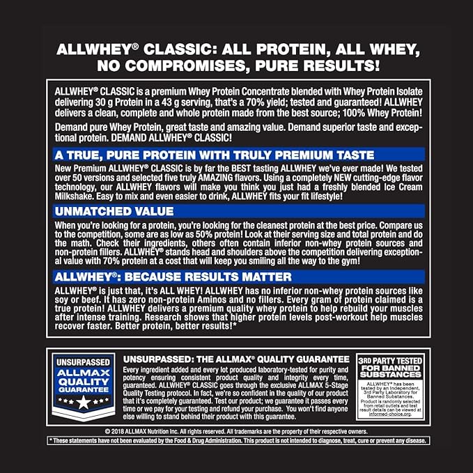 ALLMAX Nutrition AllWhey Classic 100 Whey Protein Chocolate 2 lbs 907 g