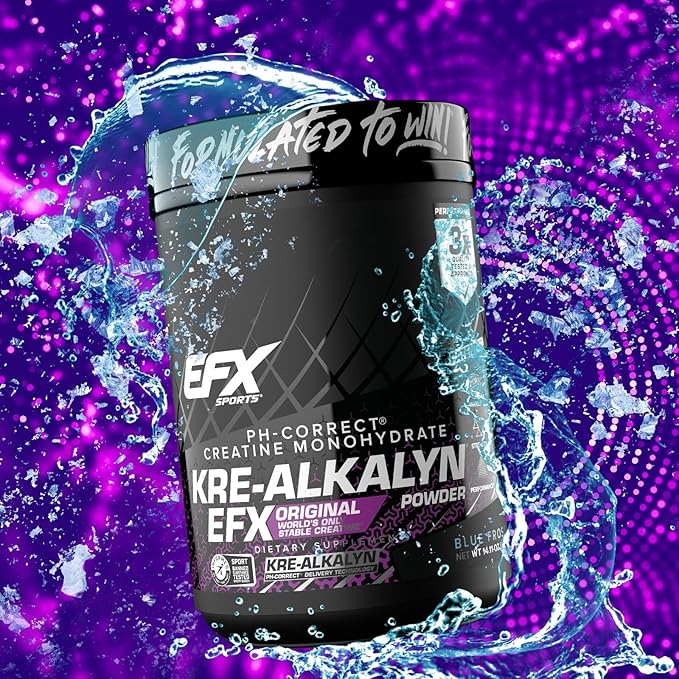 EFX Sports Kre-Alkalyn EFX Powder | pH Correct Creatine Monohydrate Powder Supplement | Strength, Muscle Growth & Performance | 200 Servings (Blue Frost)