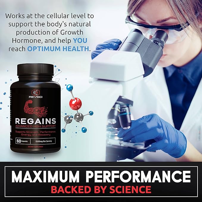 HGH Supplements for Men & Women - Regains Natural Anabolic Muscle Growth Building GH & Human Growth Hormone for Men, Muscle Builder for Men, Muscle Recovery Post Workout Supplement, 60 Protein Pills