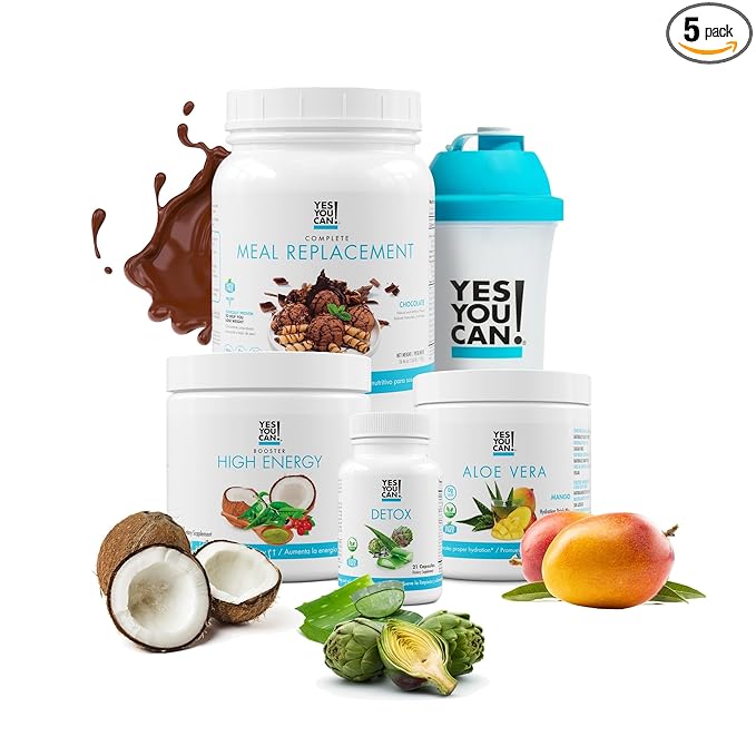 Yes You Can! Detox Plus Kit (Meal Replacement Chocolate, Aloe Vera Mang) - Complete Meal Replacement Powder, High Energy Shake Booster, Aloe Vera Detox Supplement, Health Transformation