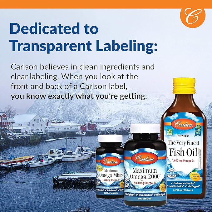 Carlson - Cod Liver Oil, 1100 mg Omega-3s, Plus Vitamins A and D3, Wild Caught Norwegian Arctic Cod Liver Oil, Sustainably Sourced Nordic Fish Oil Liquid, Unflavored, 250 mL (8.4 Fl Oz)