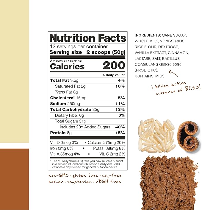 Skratch Labs Post Workout Recovery Drink Mix with Horchata, (21.2 oz, 12 Servings) with Complete Milk Protein of Casein and Whey and Probiotics, Gluten Free, Kosher, Vegetarian
