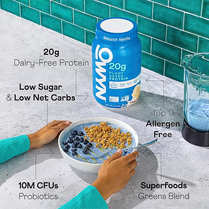 OWYN Only What You Need Plant Based Protein Powder with 20g Protein, Probiotics, Superfoods Greens, Pea, Chia and Pumpkin Seed Blend, Vegan, (Smooth Vanilla, 2.1 Pound - Pack of 1)