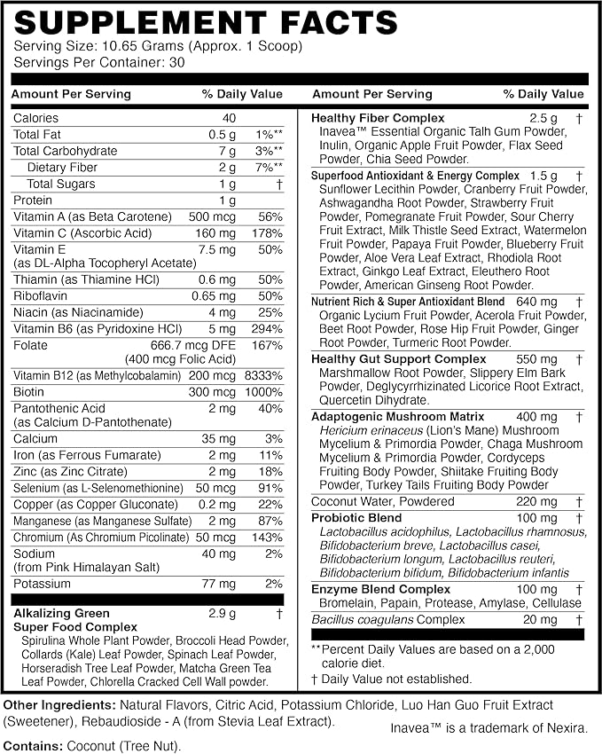 TERRA ORIGIN Healthy Greens Powder, Superfoods, Probiotics, Enzymes, Immune & Digestive Support, Energy & Wellness Boost, Gut Health, 30 Servings (1-Pack, Tropical Passionfruit)