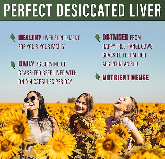 Perfect Supplements – Desiccated Beef Liver Capsules Grass Fed Supplement -Natural Source of Protein, Iron, Vitamins A & B- Boosts Energy and Immunity - No Chemicals No Dairy and Hormone Free