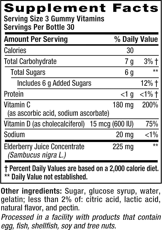Vitafusion Elderberry Gummy Vitamins, 90ct Elderberry Gummy Vitamins, Chewables, 90 Count