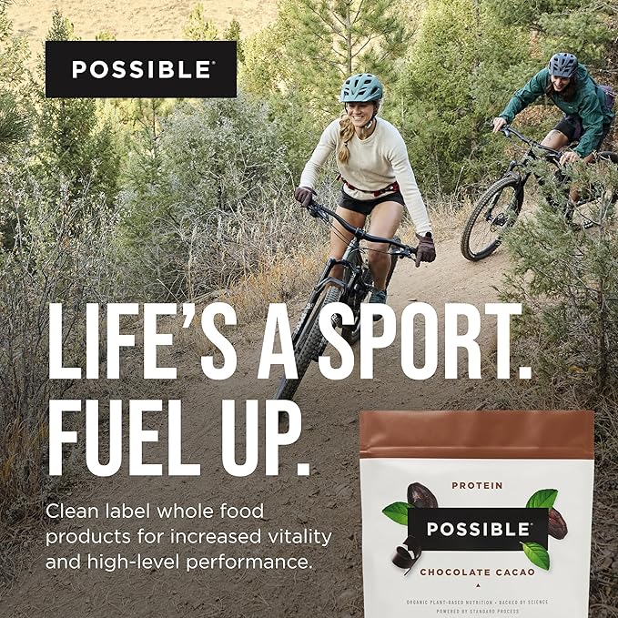 Possible Protein Powder Chocolate Cacao - 20g of Vegan, Plant-Based Protein Mix - Non-GMO, Non-Dairy, Gluten-Free - 3.5g of BCAAs - 9 Essential Amino Acids - 30-Day Supply - 2 Bag, 30 Servings