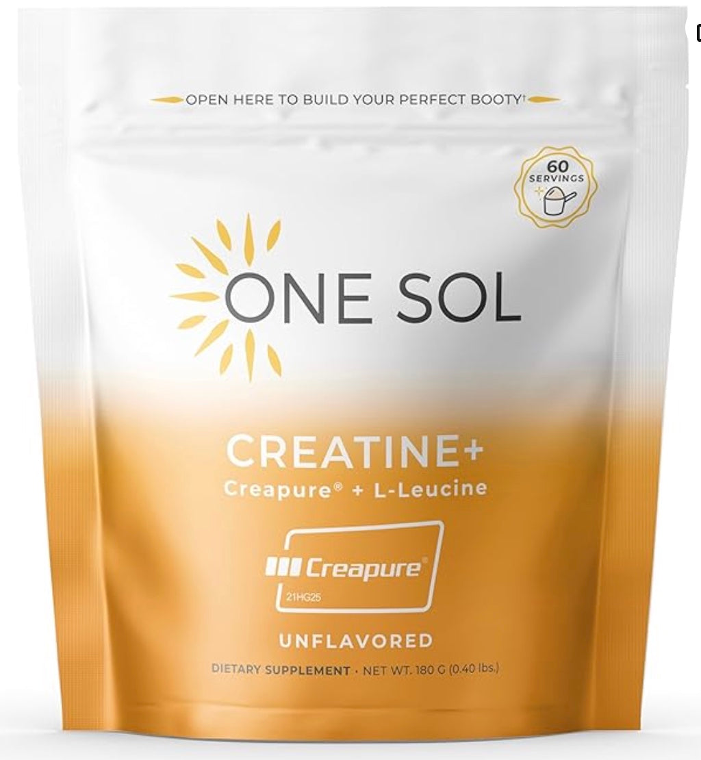 One Sol Creatine for Women Booty Gain, All Natural Women's Creatine Powder with Creapure, Increase Lean Muscle Mass, Reduce Recovery Time, Promotes Brain & Bone Health (Unflavored, 100 Servings)