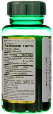 Nature's Bounty Cranberry Fruit 4200 mg, Plus Vitamin C Softgels, 120 ea (Pack of 4)