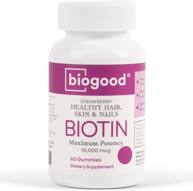Biotin Hair Skin Nails Non-GMO Women's Multivitamin Gummy with 10,000 mcg Biotin Strawberry Flavor, 60 Count