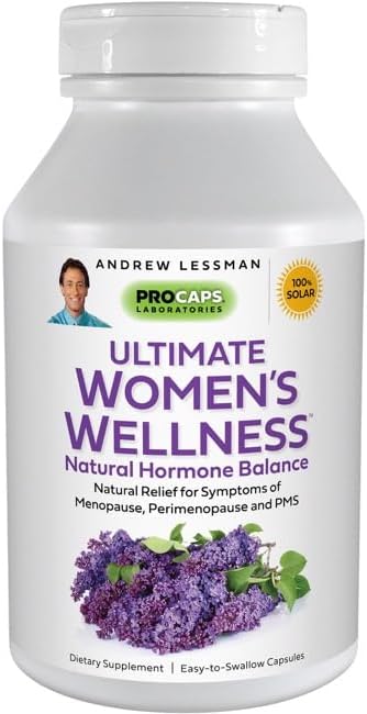 ANDREW LESSMAN Ultimate Women’s Wellness 180 Capsules – Naturally Relieves Menopause Symptoms, PMS & Perimenopause, with Soy Isoflavones, EGCG, Cranberry, Indole-3-Carbinol. Easy to Swallow Capsules