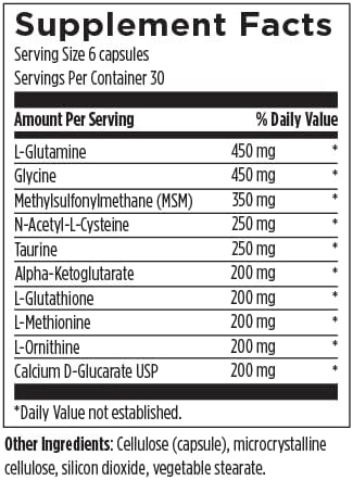 Designs for Health Amino-D-Tox - Amino Acid Detox + Liver Cleanse Support - Supplement Blend with Glycine, Calcium D Glucarate, NAC + More - Non-GMO (180 Capsules)