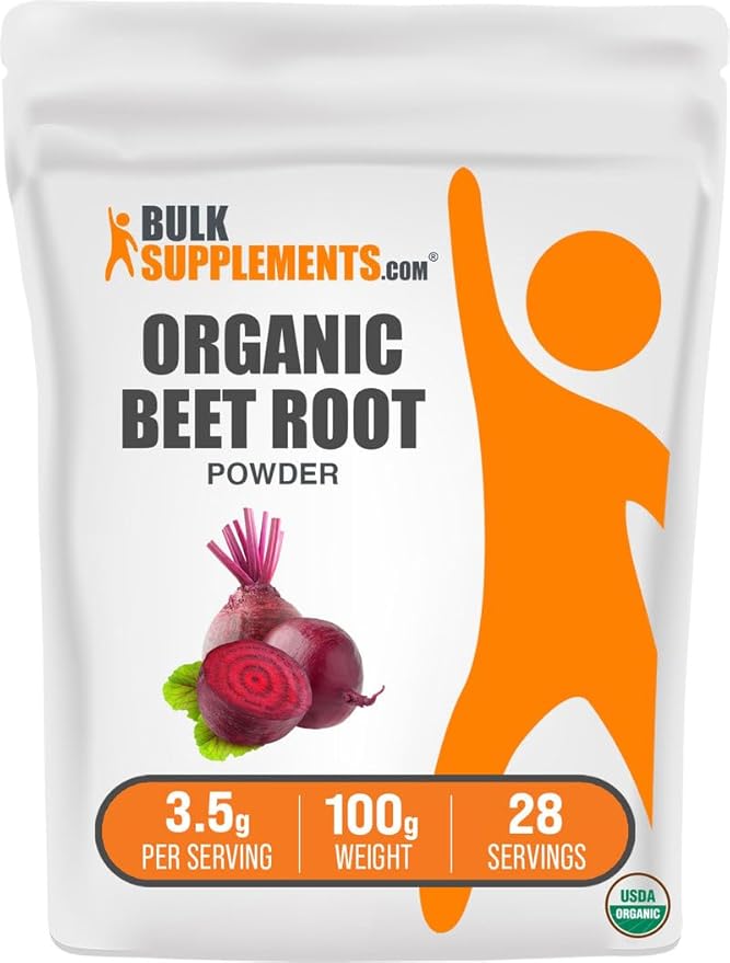 BulkSupplements.com Organic Beet Root Powder - Beet Powder Organic, Beetroot Supplement - Superfood Supplement, Vegan & Gluten Free - 3500mg per Serving, 100g (3.5 oz) (Pack of 1)