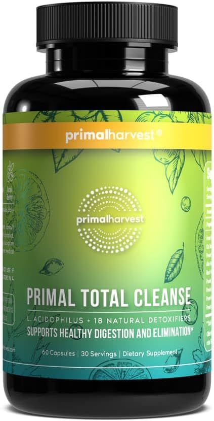 Primal Harvest Full Body Detox Cleanse, Liver,Kidney,Gut,Bowel,Intestinal, & Stomach Cleanse, 60 Count Bottle