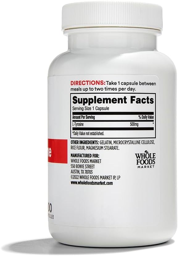 Whole Foods Market, L Tyrosine 500Mg, 100 Capsules