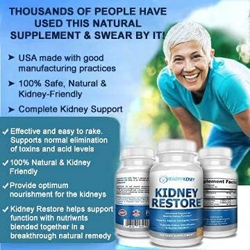 Kidney Restore Kidney Cleanse and Kidney Health Supplement to Support Normal Kidney Function, Vitamins for Kidney Health 60 caps - 2 Pack