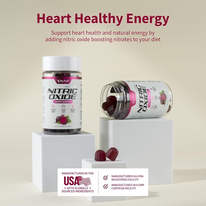 Snap Supplements Nitric Oxide Beet Root Gummies - Support Healthy Blood Circulation, 60 Gummies