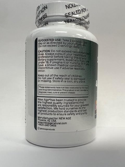 NEW AGE Selenium, Zinc, Iodine, L Tyrosine, Ashwagandha - Supplement for Women and Men with Bladderwrack, Turmeric, Silica Kelp, Schisandra - 120 Count