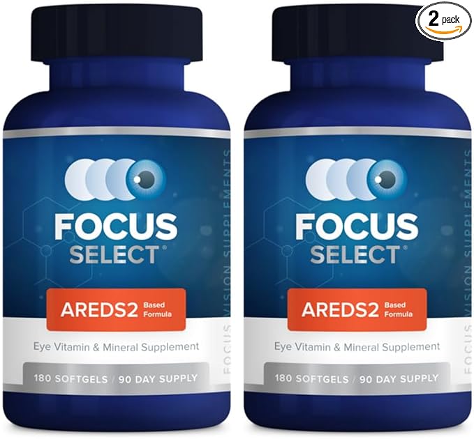Focus Select AREDS2 Based Eye Vitamin-Mineral Supplement - AREDS2 Based Supplement for Eyes (360 ct. 180 Day Supply) - AREDS2 Based Low Zinc Formula - Eye Vision Supplement and Vitamin