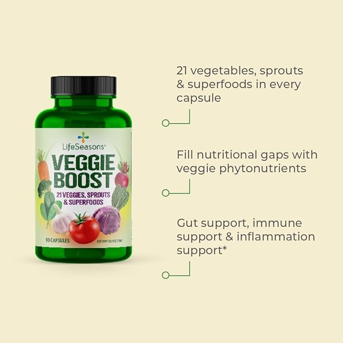 LifeSeasons Fruits & Veggies Supplements - 40 Fruit & Vegetable Superfoods - Nutritional Support for Immunity and Wellness - Vitamins Minerals & Antioxidants - 3X Potency - 90 Count (Pack of 2)
