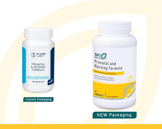 Klaire Labs SFI Health Prenatal & Nursing Formula - Postnatal & Prenatal Vitamins for Women Who Are Pregnant, Breast-Feeding or Planning Pregnancy - With Chelated Iron & Bioactive Folate (90 Capsules)