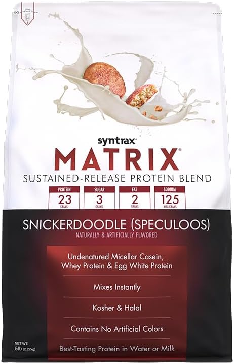 Syntrax Nutrition Matrix Protein Powder, Sustained-Release Protein Blend, Real Cookie Pieces, Snickerdoodle, 2 lbs