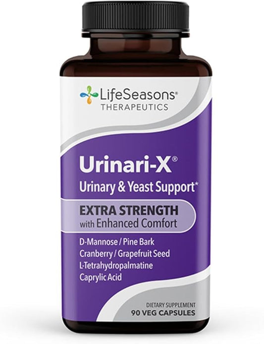 Urinari-X Extra Strength with Enhanced Comfort - Urinary Tract Support - Fast UTI Relief - Vitamin Supplement for Bladder Function - D-Mannose, Cranberry, Pinebark, Uva Ursi & Grapefruit - 90 Capsules