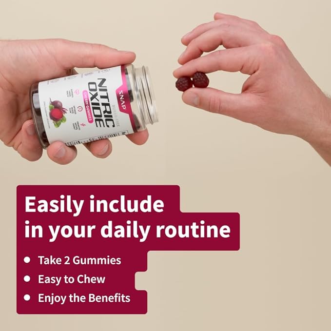 Snap Supplements Nitric Oxide Beet Root Gummies - Support Healthy Blood Circulation, 60 Gummies
