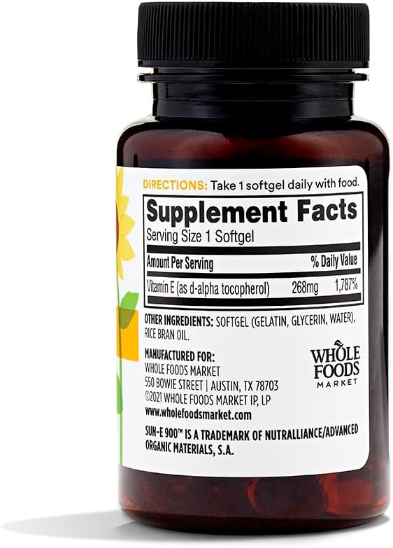365 by Whole Foods Market, Sunflower Vitamin E, 60 Count (Pack of 2)