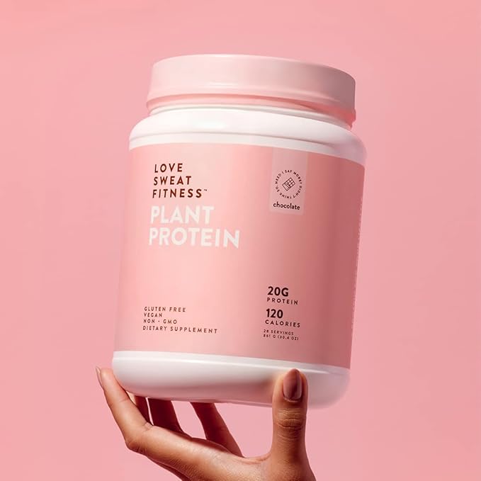 Love Sweat Fitness Organic Plant Based Protein Powder, Chocolate - 28 Servings, 20g Protein, Vegan, Gluten Free, Non-GMO