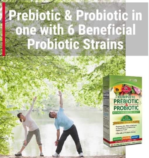 Olympian Labs Complete Prebiotic and Probiotic Supplement - 25 Billion Live Shelf Stable Cultures - 30 Vegetarian Capsules, Helps Restore The Natural Balance Within The Digestive Tract.