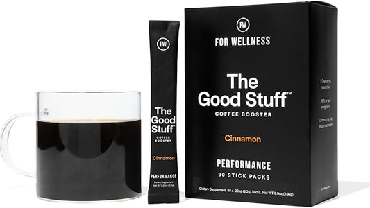 For Wellness The Good Stuff™ Performance Blend (30 Travel Packets), Non-Dairy Coffee Supplement with Collagen, L-Theanine and Himalayan Pink Salt – Improves Focus and Increases Energy