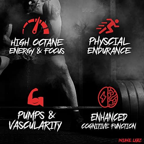 Insane Labz Psychotic Test, High Stim Testosterone Energy and Pump Boosting Pre-Workout Powder with DMAE Bitartrate, D Aspartic Acid, Creatine HCL and Glycerol Monostearate, 30 Servings, Lemon Lime
