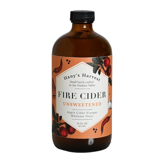 Hany's Harvest Unsweetened Fire Cider – 16 fl oz Glass Bottle | All-Natural, Small-Batch, Handcrafted, Non-GMO, Gluten-Free, Immune & Digestive Support