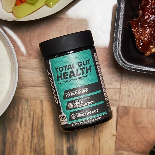 ONNIT Total Gut Health - Complete Daily Probiotics & Digestive Enzyme Supplement for Women & Men - 5 Strains of Probiotics, Prebiotics, Enzymes, Betaine HCL - Capsules - (120ct)