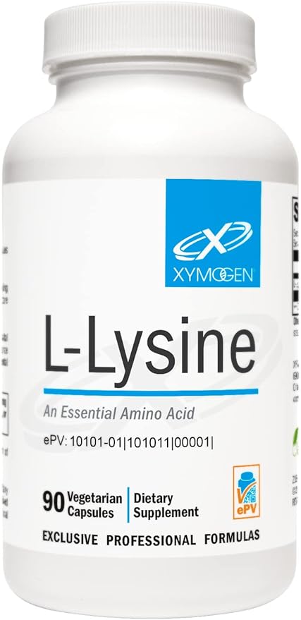 XYMOGEN L-Lysine 1000mg Capsules - Amino Acid Supplement to Support Synthesis of Collagen, Provides Balance to a High Intake of Arginine (90 Capsules)
