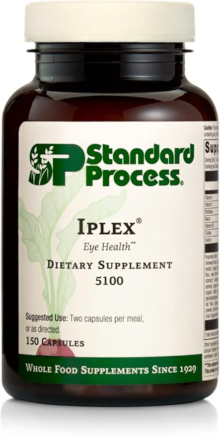 Standard Process Iplex - Whole Food Vascular Supplement, Eye Health and Eye Support with Shiitake Mushroom, Phosphoric Acid, Rice Bran, Organic Carrot, Arrowroot Flour, Alfalfa - 150 Capsules