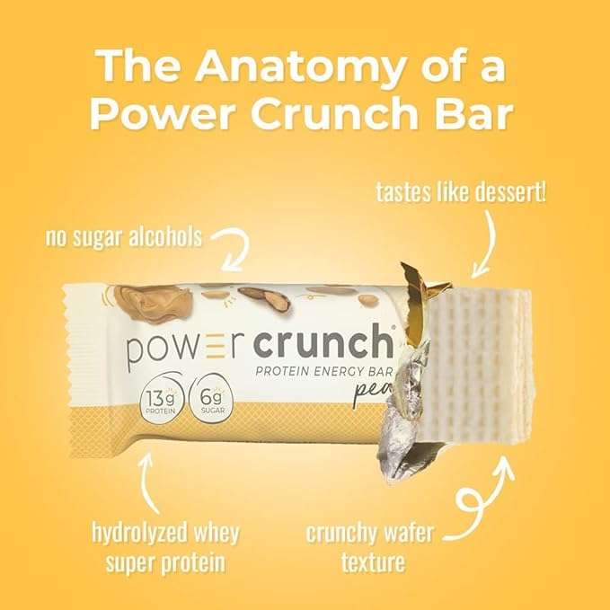 Power Crunch Protein Wafer Bars, High Protein Snacks with Delicious Taste, Peanut Butter Crème, 1.4 Ounce (12 Count) (Pack of 2)