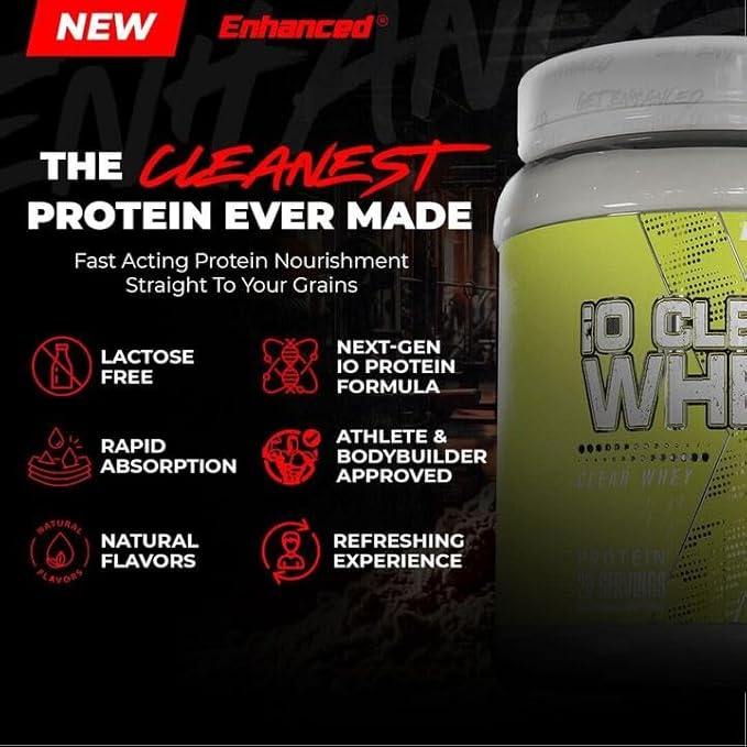 Enhanced Labs iO Clear Whey Protein, Available in 3 Flavors, 20 Servings, 24g Protein per Serving (1 Tub, Citrus Twist)