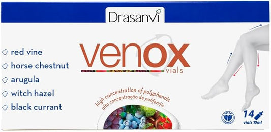 Drasanvi Venox Vials 14 Vials 10ml Each Total Weight 14ml - Health Care - Daily use - Food Supplement - Red Fruit extracts - Natural Ingredients - Horse Chestnut - Vitamins C, E and A.