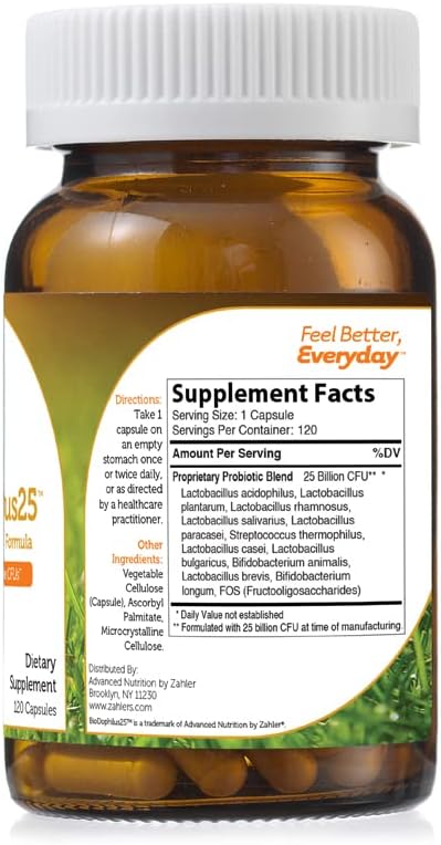 Advanced Nutrition by Zahler Probiotic Nutritional Supplement Capsules, Promotes Digestive Health, 25 Billion Live Culture Per Serving, Optimal Acidophilus for Women and Men, 120 Capsules