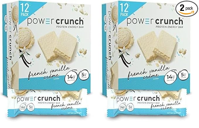Power Crunch Protein Wafer Bars, High Protein Snacks with Delicious Taste, French Vanilla Creme, 1.4 Ounce (12 Count) (Pack of 2)