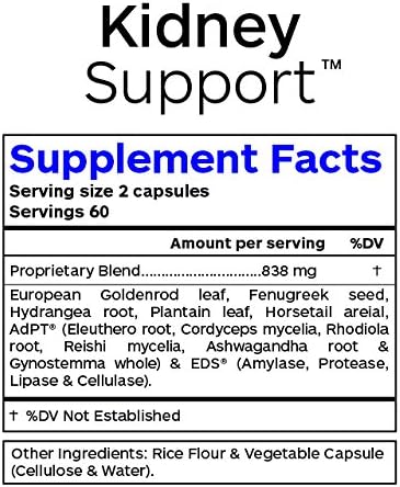 Kidney Support - Vegan Kidney Cleanse Supplement All Natural Herbal Detox and Support for Urinary Tract, Bladder and Kidneys - 120 Vegetarian Capsules