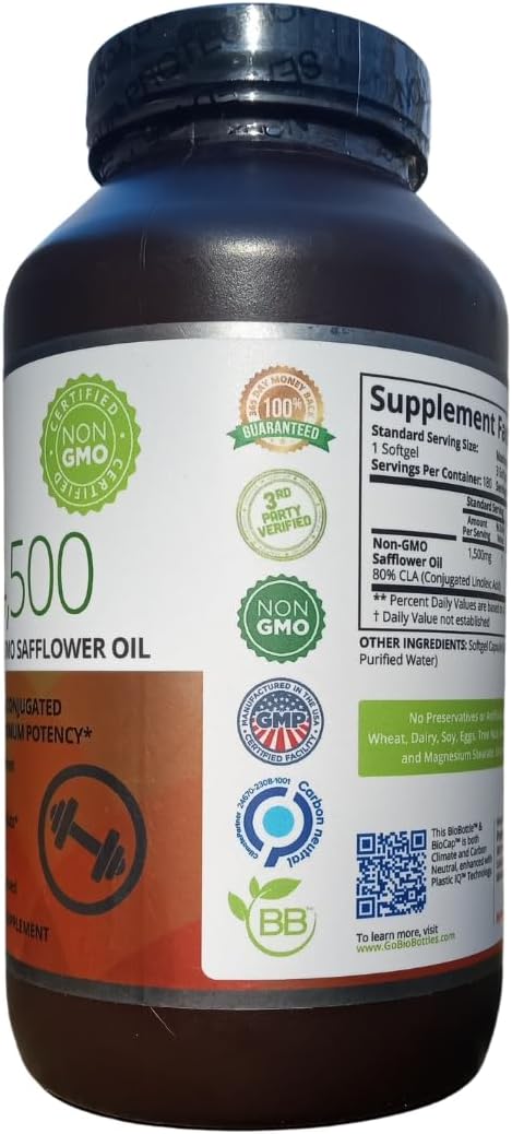 Purity Labs CLA Supplements 4500MG - Non-GMO Safflower Oil - Supports Energy, Weight Loss, Heart Health, and Muscle Health - 180 Soft gels