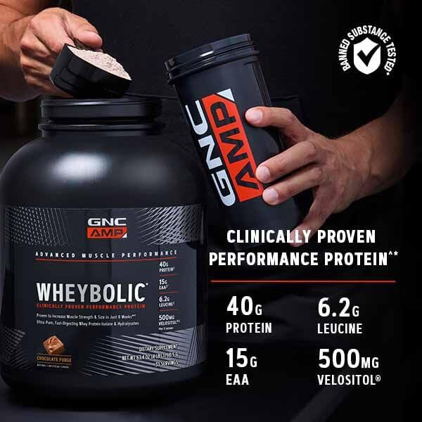 GNC AMP Wheybolic | Targeted Muscle Building and Workout Support Formula | Pure Whey Protein Powder Isolate with BCAA | Gluten Free | 25 Servings | Creamy Peanut Butter