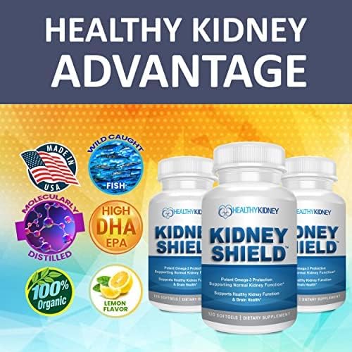 Kidney Shield 120 Caps Kidney Supplement to Support Normal Kidney Function and Support Kidney Health for Kidney Cleanse Omega 3 - (3 Pack)